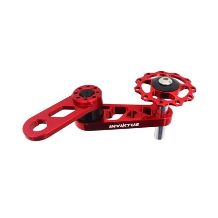 Kit Single Speed Adaptador K7 17D e Tensionador de Corrente em Alumínio Vermelho Inviktus
