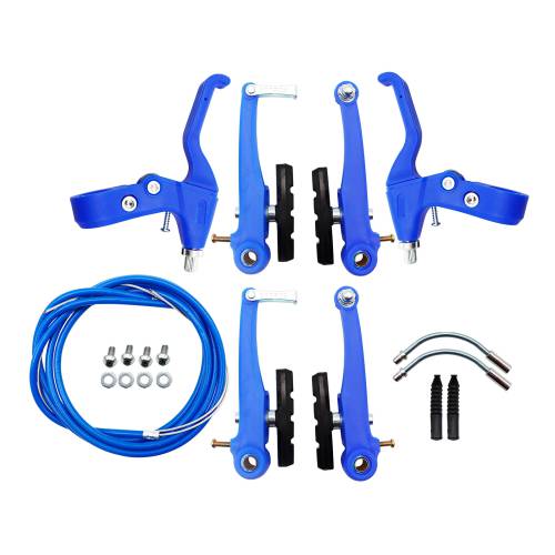 Kit de Freio V-Brake 110 mm Allen com Maçanetas Completo Encapado em Nylon Azul Nitrus