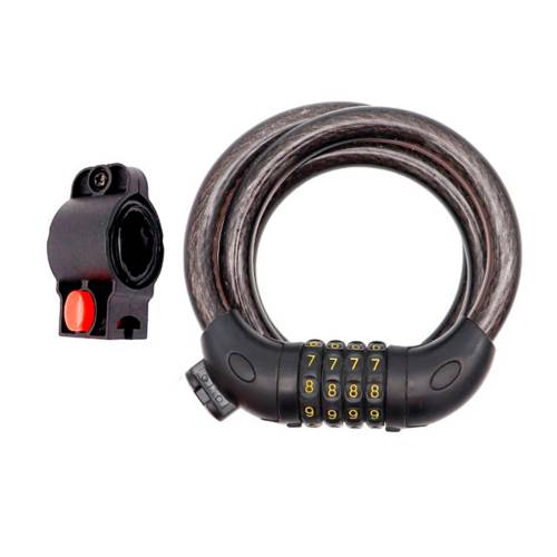 Cadeado Espiral com Suporte e Segredo 12 mm x 1 metro em Aço Inviktus