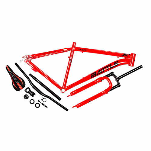 Kit de Quadro Aro 29, Tamanho 18, Completo em Alumínio Vermelho e Preto TX960 Battle