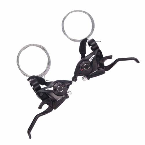 Alavancas de Câmbio Rapid Fire e Maçanetas V-Brake 3x8v 24v Alumínio Pretas ST-EF51 Inviktus