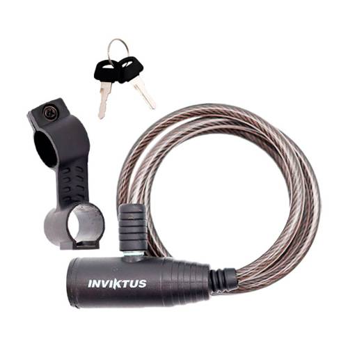 Cadeado Espiral com Suporte e Chave 6 mm x 1 metro em Aço Inviktus